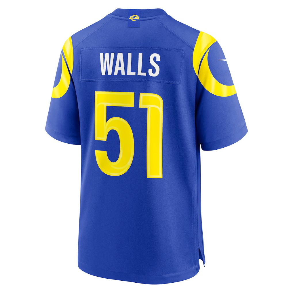 LA.Rams #51 Eddie Walls III Royal Game Stitched Football Jerseys