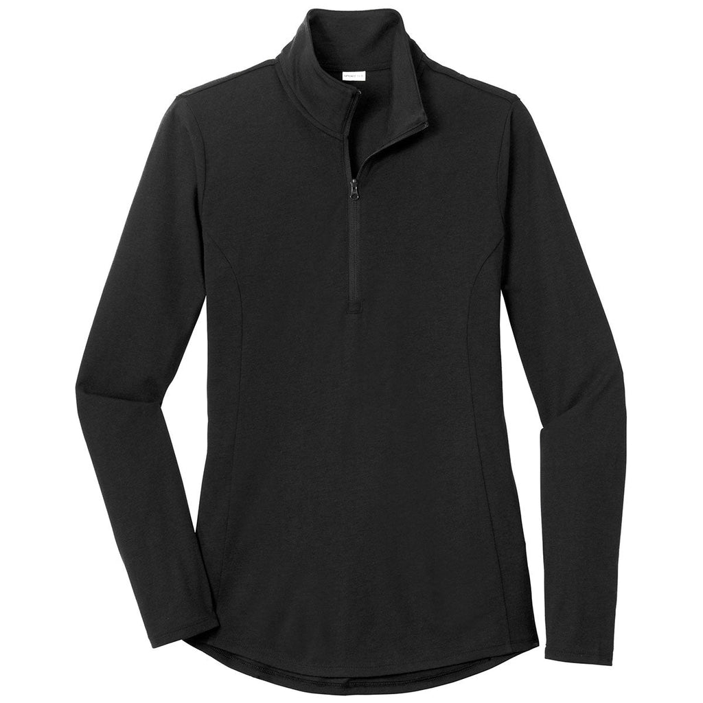 Puhics Women's Black Triad Solid PosiCharge Tri-Blend Wicking 1/4-Zip Pullover