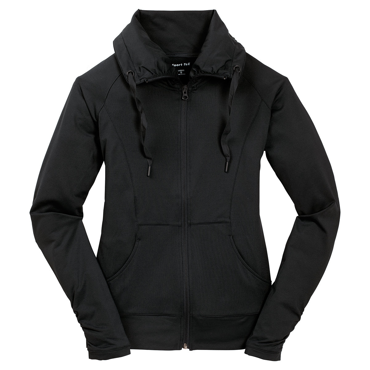 Puhics Women's Black Sport-Wick Stretch Full-Zip Jacket