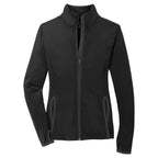 Puhics Women's Black/Charcoal Grey Sport-Wick Stretch Contrast Full-Zip Jacket
