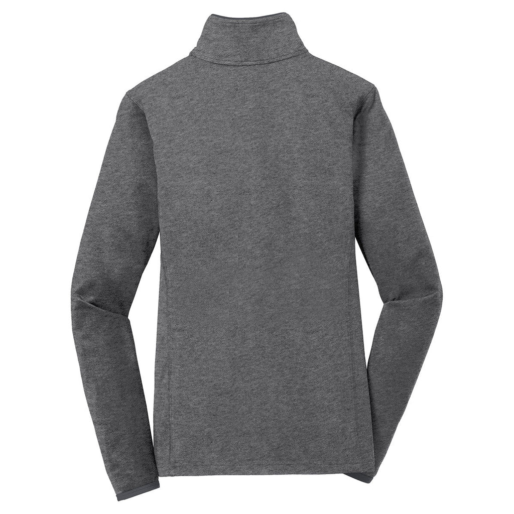 Puhics Women's Charcoal Grey Heather/Charcoal Grey Sport-Wick Stretch Contrast Full-Zip Jacket