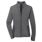 Puhics Women's Charcoal Grey Heather/Charcoal Grey Sport-Wick Stretch Contrast Full-Zip Jacket