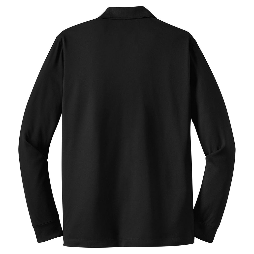 Puhics Men's Black Long Sleeve Micropique Sport-Wick Polo