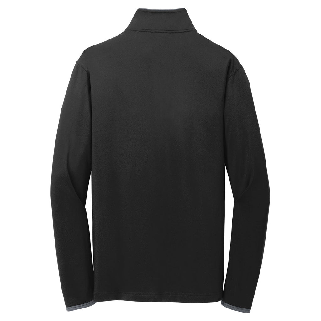 Puhics Men's Black/ Charcoal Grey Sport-Wick Stretch Contrast Full-Zip Jacket