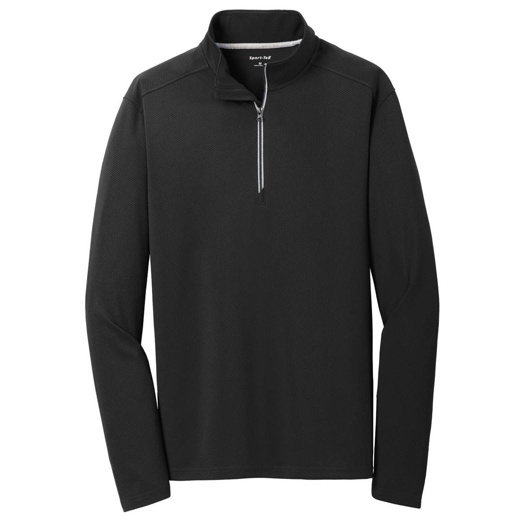 Puhics Men's Black Textured 1/4-Zip Pullover
