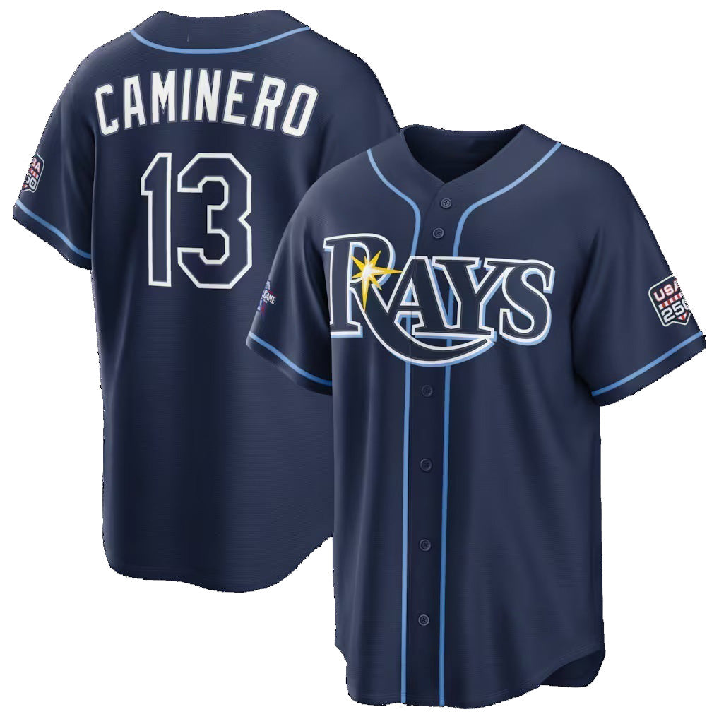 Tampa Bay Rays #13 Junior Caminero 2026 All-Star Game Navy Replica Stitched Baseball Jerseys