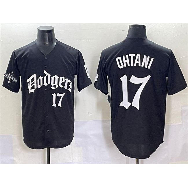 Los Angeles Dodgers #17 Shohei Ohtani Black Puhics 2025 LA Gothic Style With 2024 World Series Champions Patch Vapor Premier Limited Stitched Jersey