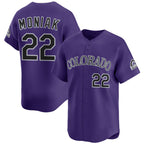 Colorado Rockies #22 Mickey Moniak Purple Puhics Limited Stitched Jersey