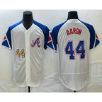 Atlanta Braves #44 Hank Aaron Number White Puhics 2023 City Connect Flex Base Stitched Jersey 2