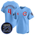 Chicago Cubs #4 Pete Crow-Armstrong Blue Puhics 'Ryne Sandberg Tribute' Vapor Limited V2 Stitched Jersey