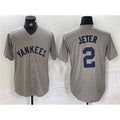 New York Yankees #2 Derek Jeter Gray Puhics Cool Base Stitched Jersey