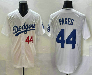Los Angeles Dodgers #44 Andy Pages Number White Puhics Cool Base Stitched Jersey