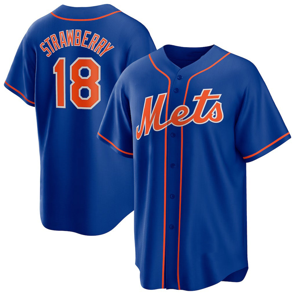 New York Mets #18 Darryl Strawberry Royal Puhics Alternate Replica Player Jersey