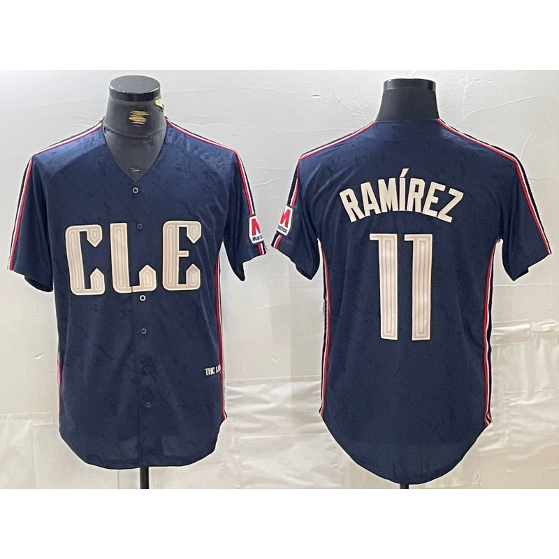 Cleveland Guardians #11 Jose Ramirez Navy Puhics 2024 City Connect Limited Stitched Jersey