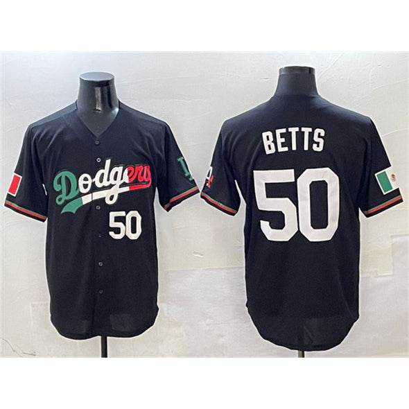 Los Angeles Dodgers #50 Mookie Betts Black Puhics Mexico Flag Limited Stitched Jersey