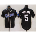 Los Angeles Dodgers #5 Freddie Freeman Black Puhics Cool Base With Patch Stitched Jersey