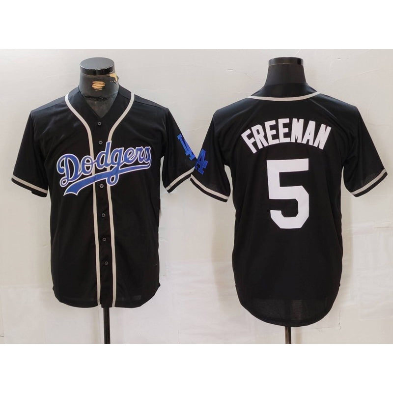 Los Angeles Dodgers #5 Freddie Freeman Black Puhics Cool Base With Patch Stitched Jersey