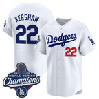 Los Angeles Dodgers #22 Clayton Kershaw White Puhics 2025 Champions Stitched Jersey