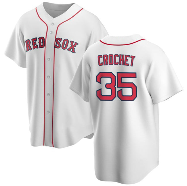 Boston Red Sox #35 Garrett Crochet White Puhics 2024 Cool Base Stitched Jersey