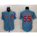 Philadelphia Phillies #55 Ranger Suarez Number Light Blue Puhics Cooperstown Cool Base Jersey