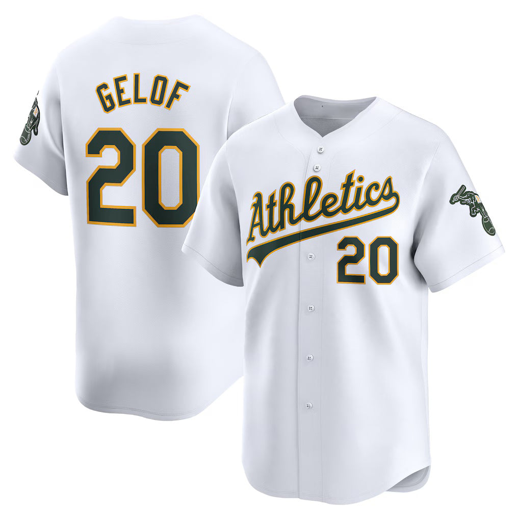 Oakland Athletics #20 Zack Gelof White Puhics Home Limited Player Jersey
