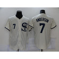 Chicago White Sox #7 Tim Anderson 2021 Cream Puhics Navy Field of Dreams Number Flex Base Stitched Jersey