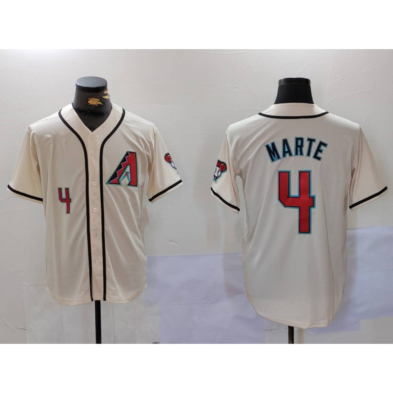 Arizona Diamondback #4 Ketel Marte Number Cream Puhics Cool Base Limited Stitched Jersey