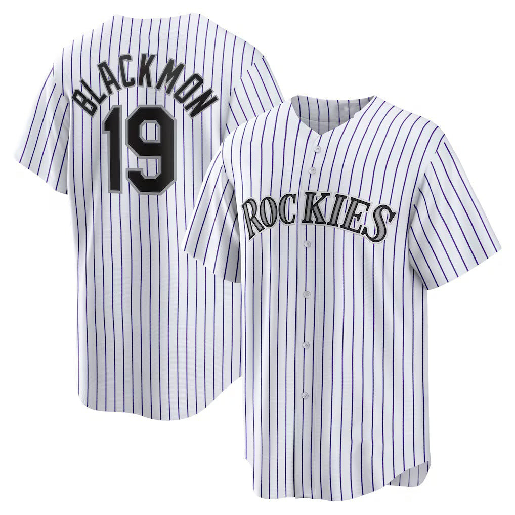 Colorado Rockies #19 Charlie Blackmon White Puhics Home Replica Player Name Jersey