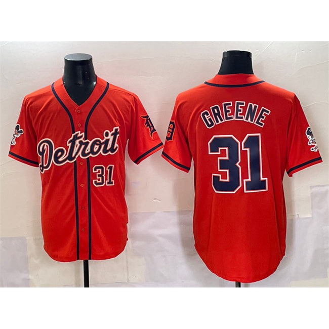Detroit Tigers #31 Riley Greene Orange Puhics With Patch Vapor Premier Limited Stitched Jersey