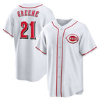 Cincinnati Reds #21 Hunter Greene White Puhics Home Replica Jersey