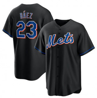 New York Mets #23 Javier B¨¢ez Black Puhics 2022 Cool Base Stitched Jersey