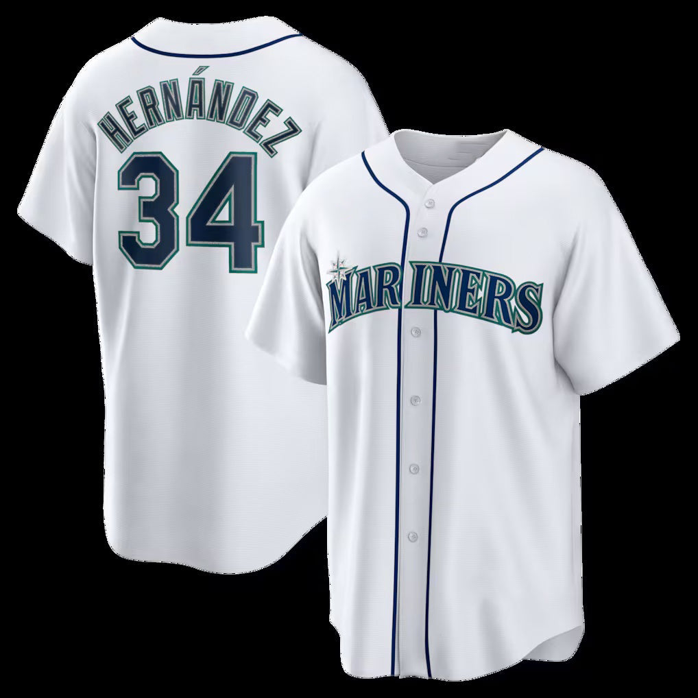 Seattle Mariners #34 Felix Hernandez White Puhics Home Retired Player Replica Jersey