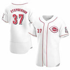 Cincinnati Reds #37 Tyler Stephenson White Puhics Stitched Flex Base Jersey
