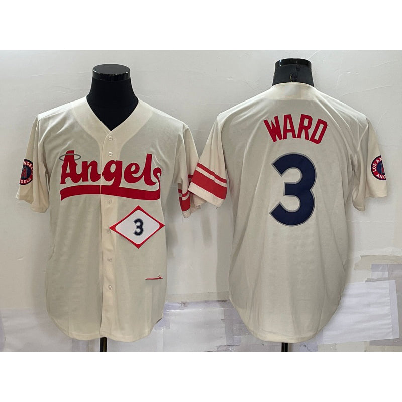 Los Angeles Angels #3 Taylor Ward Number Cream Puhics 2022 City Connect Cool Base Stitched Jersey