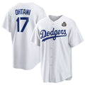 Los Angeles Dodgers #17 Shohei Ohtani White Puhics 2024 World Series Cool Base Stitched Jersey