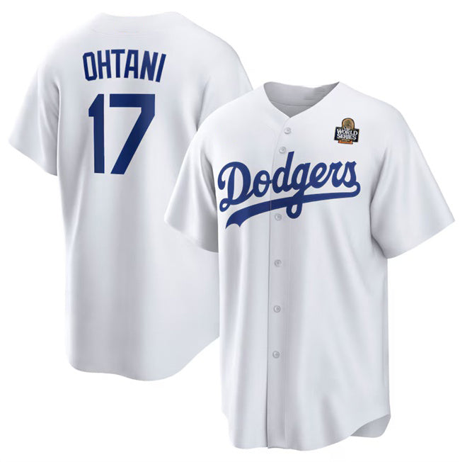 Los Angeles Dodgers #17 Shohei Ohtani White Puhics 2024 World Series Cool Base Stitched Jersey