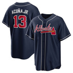 Atlanta Braves #13 Ronald Acuna Jr. Navy Puhics Alternate Replica Player Name Jersey