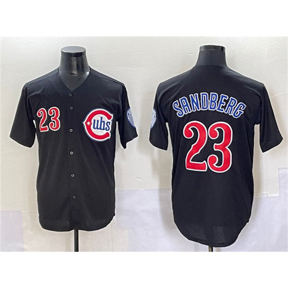 Chicago Cubs #23 Ryne Sandberg Black Puhics Limited Stitched Jersey
