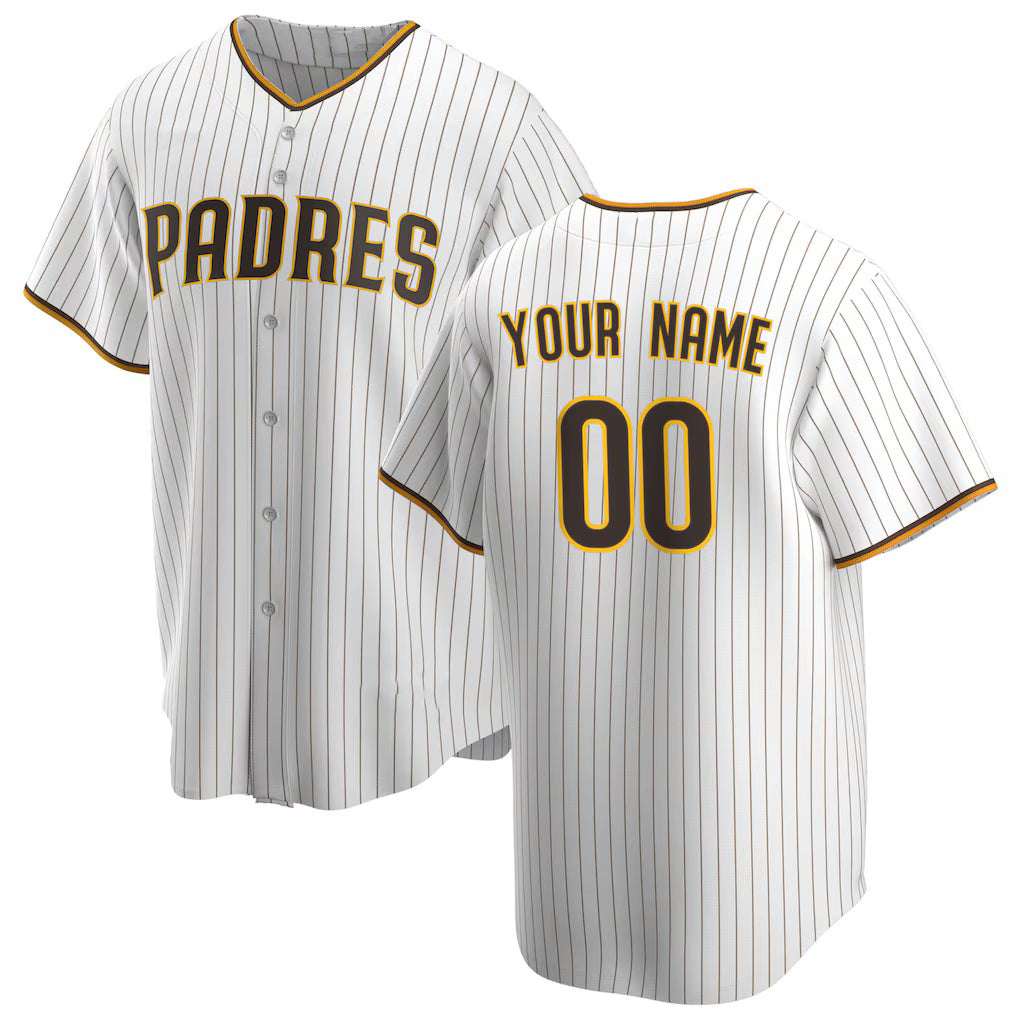 Custom San Diego Padres White Puhics Home Replica Jersey
