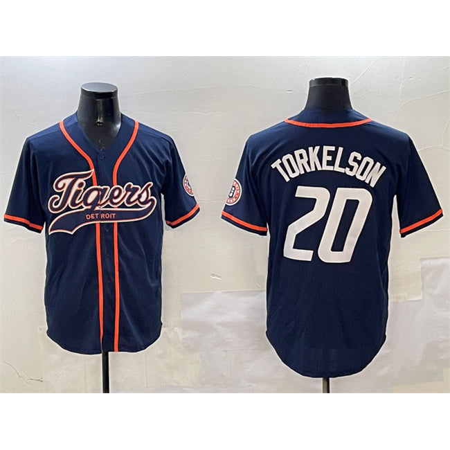 Detroit Tigers #20 Spencer Torkelson Navy Puhics With Patch Cool Base Stitched Jersey