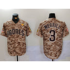 San Diego Padres #3 Jackson Merrill Camo Puhics With PS Patch Cool Base Stitched Jersey