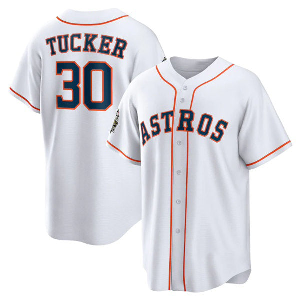 Houston Astros #30 Kyle Tucker White Puhics 2022 World Series Home Stitched Jersey