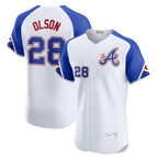 Atlanta Braves #28 Matt Olson White Puhics City Connect Elite Jersey