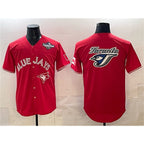 Toronto Blue Jays Team Big Logo Red Puhics 2025 World Series Home Cool Base Stitched Jersey