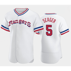 Texas Rangers #5 Corey Seager White Puhics Throwback Stitched Flex Base Jersey