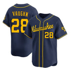 Milwaukee Brewers #28 Andrew Vaughn Navy Puhics Alternate Limited Stitched Jersey