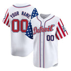 Custom Detroit Tigers ACTIVE PLAYER White Puhics 2025 Independence Day Vapor Premier Limited Stitched Jersey