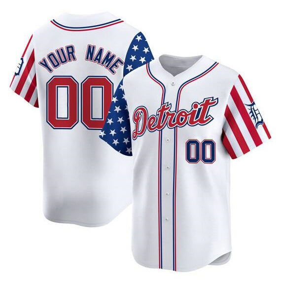 Custom Detroit Tigers ACTIVE PLAYER White Puhics 2025 Independence Day Vapor Premier Limited Stitched Jersey