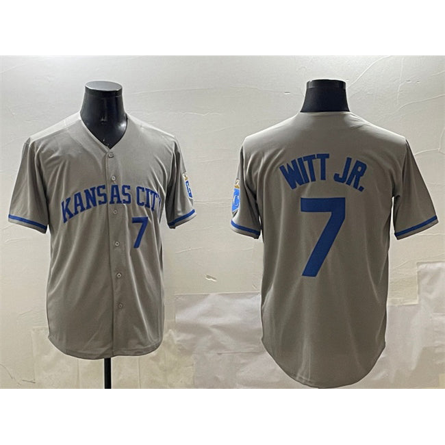 Kansas City Royals #7 Bobby Witt Jr. Gray Puhics 2024 Away Limited Stitched Jersey