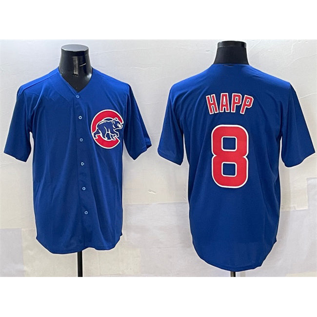 Chicago Cubs #8 Ian Happ Royal Puhics Cool Base Stitched Jersey
